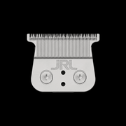 Metal clipper blade with 'JRL' branding on a black background