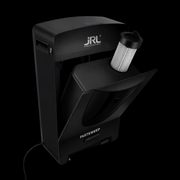 Black vacuum cleaner with JRL Professional branding on a black background