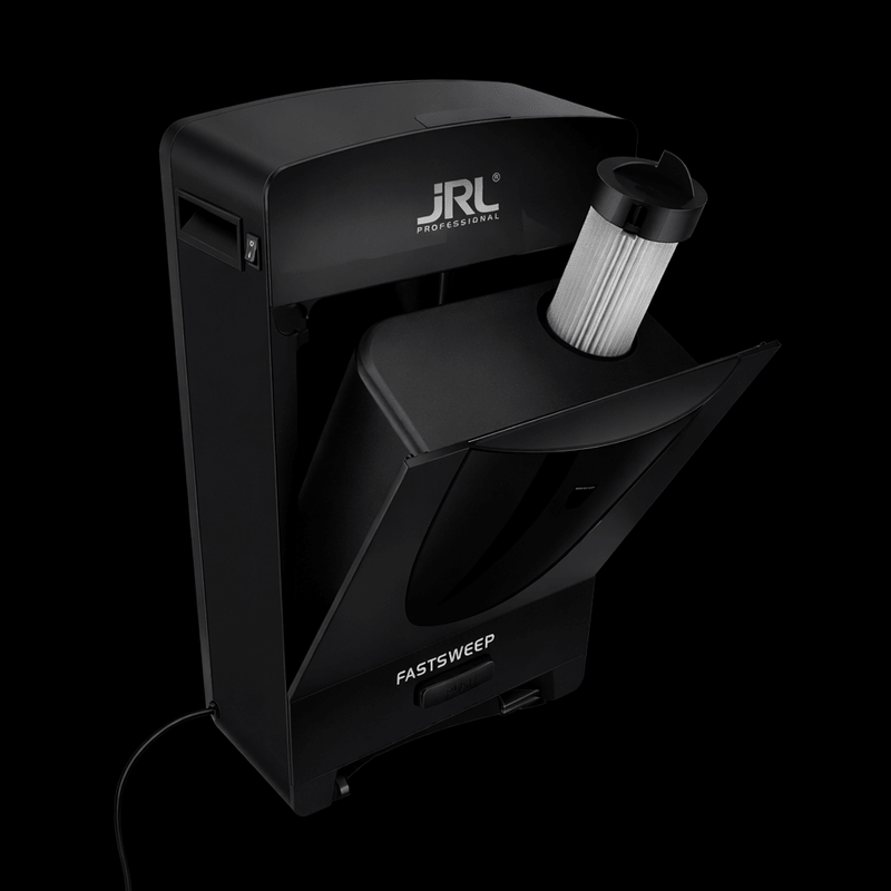Black vacuum cleaner with JRL Professional branding on a black background