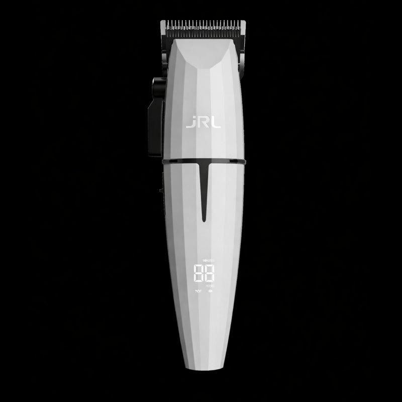 JRL Ghost White Cordless Hair Clipper 2020C-W – with digital display on black background