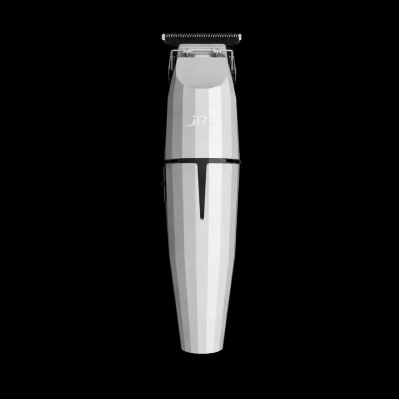 JRL Ghost White Professional Cordless Trimmer 2020T-B – with EZ-GAP T-blade on black background