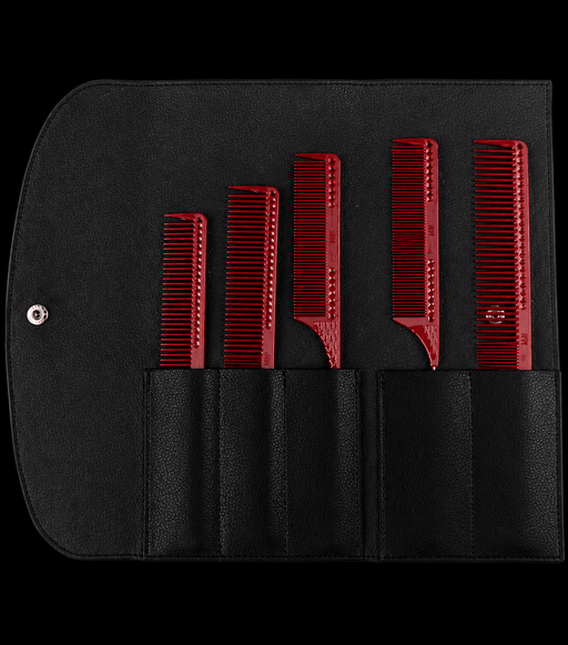 JRL Styling Comb Set Red – precise cutting comb set in pouch
