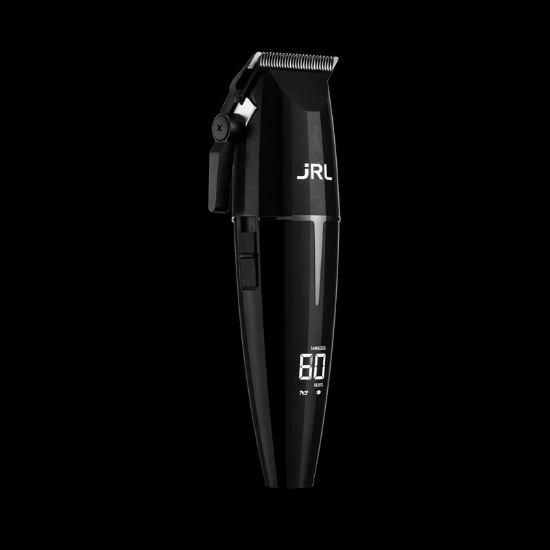 JRL Onyx Black Cordless Clipper – side view, ergonomic design for professional barbers
