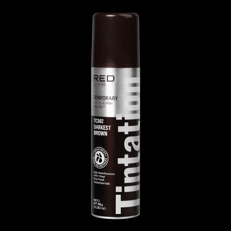 KISS Tintation Temporary Hair Color Spray Darkest Brown TCS02 2.82 oz barber enhancement spray