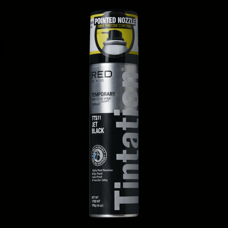 KISS Tintation Temporary Hair Color Spray Jet Black TS11 2.82 oz barber enhancement spray