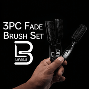 L3VEL3 3-Piece Fade Brush Set held by a hand