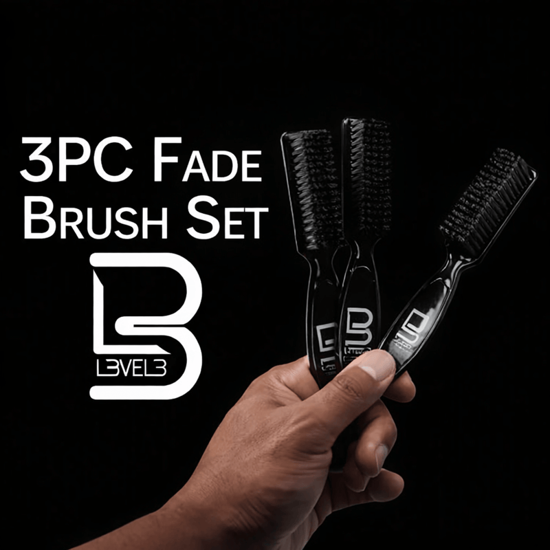 L3VEL3 3-Piece Fade Brush Set held by a hand