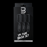 L3VEL3 3 Piece Fade Brush Set Professional Barber Fade Brushes Main Packaging Image