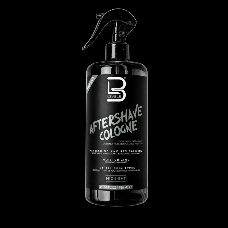 L3VEL3 Aftershave Cologne Midnight 750ml barber aftershave spray hydrating formula smooth finish post shave care