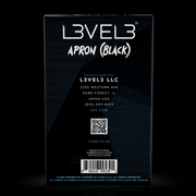 L3VEL3 Barber Apron Black Back Label with Product Information