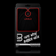 Level 3 cape with rubber neck packaging on a black background