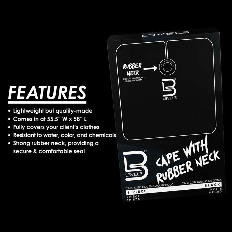 L3VEL3 Barber Cape with Rubber Neck Features Lightweight Waterproof and Chemical Resistant Material