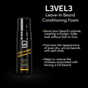 L3VEL3 Leave-In Beard Conditioning Foam – product description view