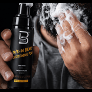 L3VEL3 Leave-In Beard Conditioning Foam being applied to beard