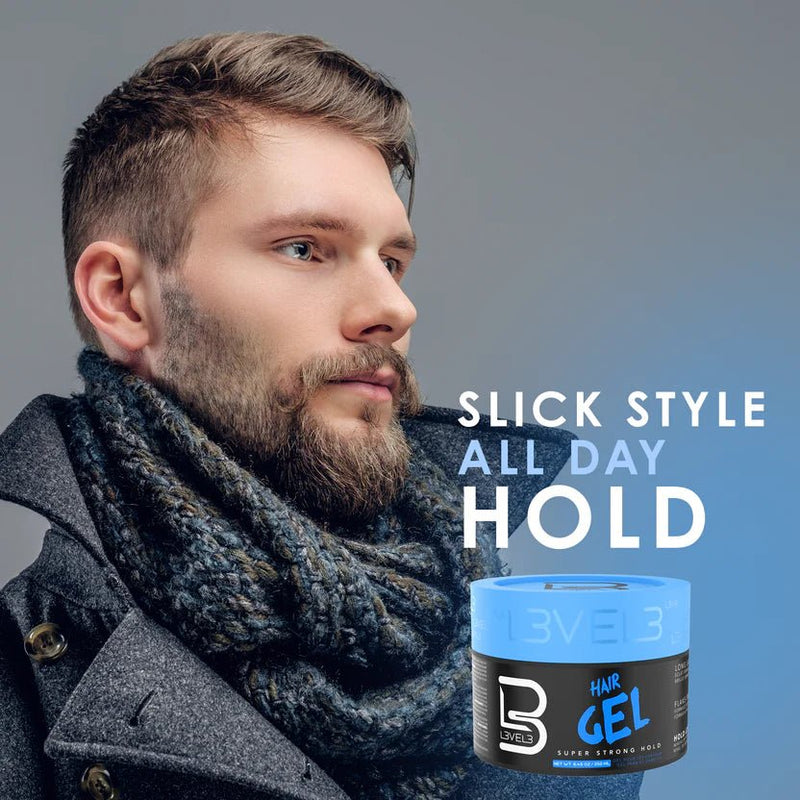 L3VEL3 Hair Gel provides slick style, strong hold, and all-day hair control