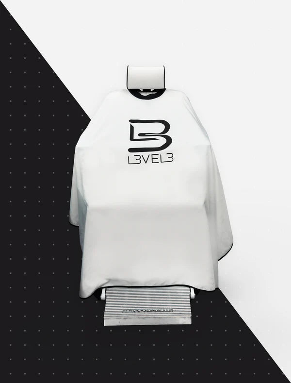 L3VEL3 Cape with Rubber Neck White – professional cutting view
