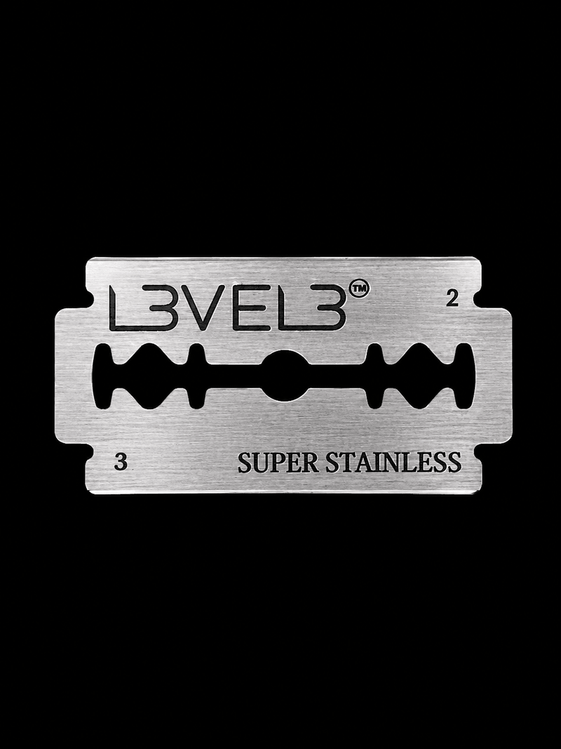 L3VEL3 Super Stainless Double Edge Razor Blade Close Up for Precision Shaving