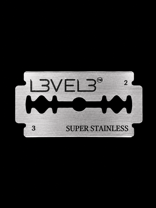 L3VEL3 Super Stainless Double Edge Razor Blade Close Up for Precision Shaving