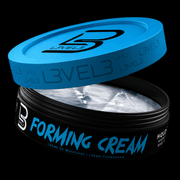 L3VEL3 Forming Cream open jar showing texture and consistency for flexible styling