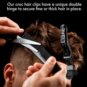 L3VEL3 Hair Croc Clips Professional Barber Application for Secure Hair Sectioning