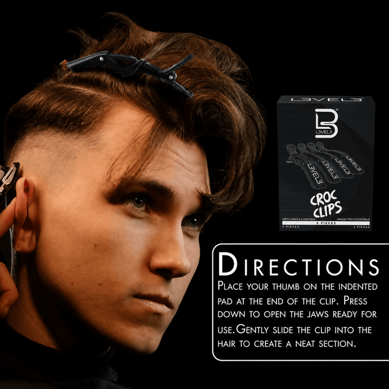 L3VEL3 Hair Croc Clips Directions for Professional Hair Sectioning