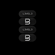 Four oval-shaped 'LEVEL3' logos with a stylized letter 'B' on a black background.