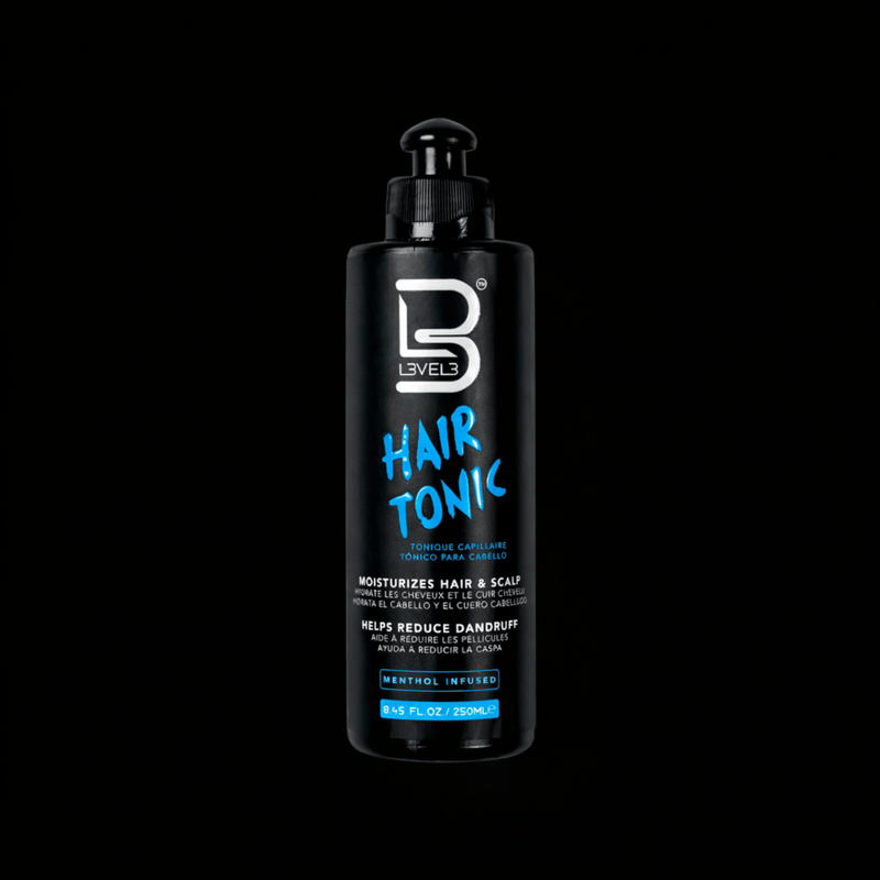 L3VEL3 Hair Tonic bottle, front view