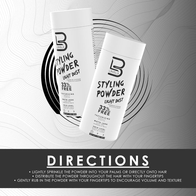 L3VEL3 Light Dust Styling Powder – two bottle view