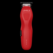 L3VEL3 LV Series 1 Cordless Trimmer in red, front view on a black background