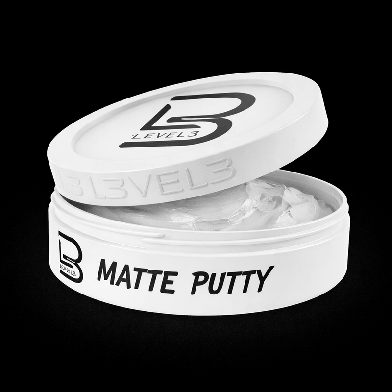 L3VEL3 Matte Putty – open container branding view