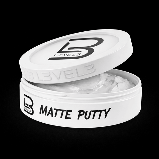 L3VEL3 Matte Putty – open container branding view