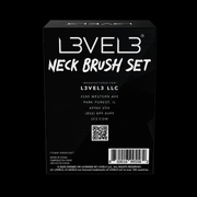 L3VEL3 Professional Neck Brush Set Back Packaging with Product Information and Barcode