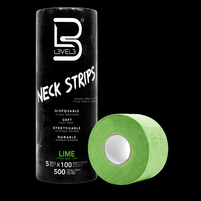 L3VEL3 Neck Paper Strips lime green 500 pack barber disposable neck strips