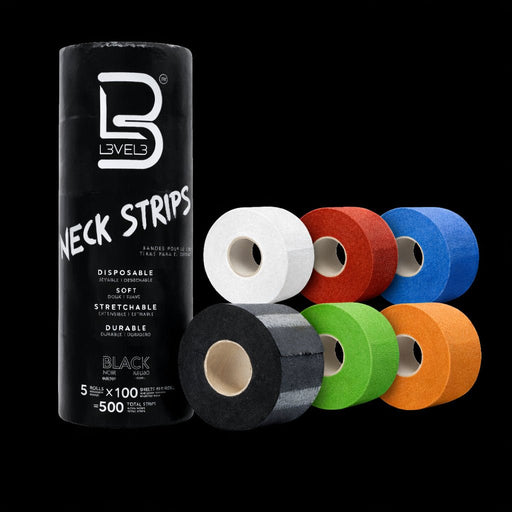 L3VEL3 Neck Paper Strips multi color rolls 500 pack barber disposable neck strips
