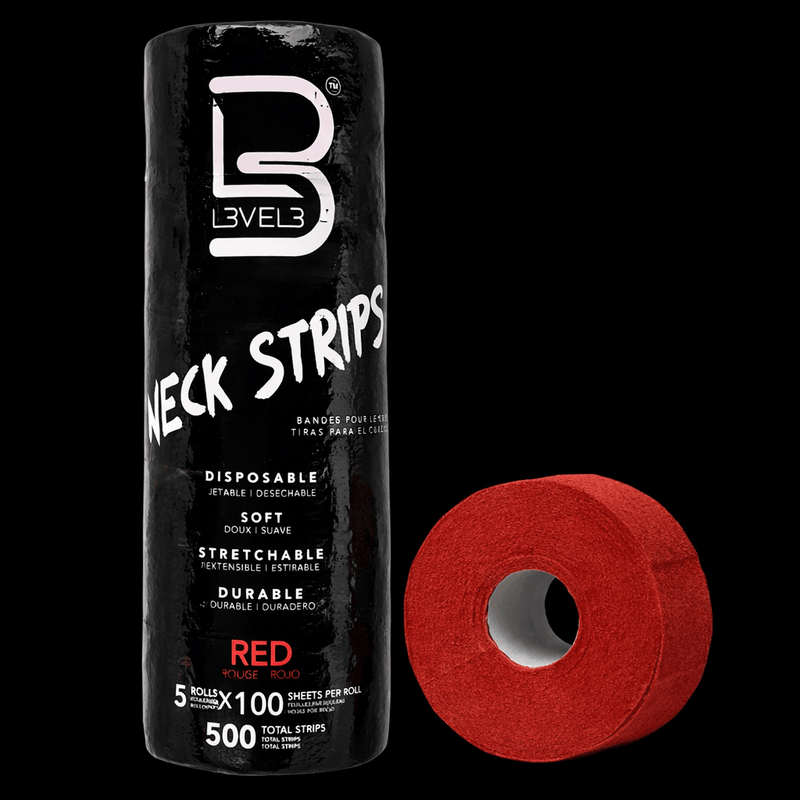 L3VEL3 Neck Paper Strips red 500 pack disposable barber neck strips