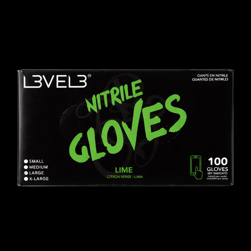 L3VEL3 Lime Nitrile Gloves 100 Count Powder Free Gloves