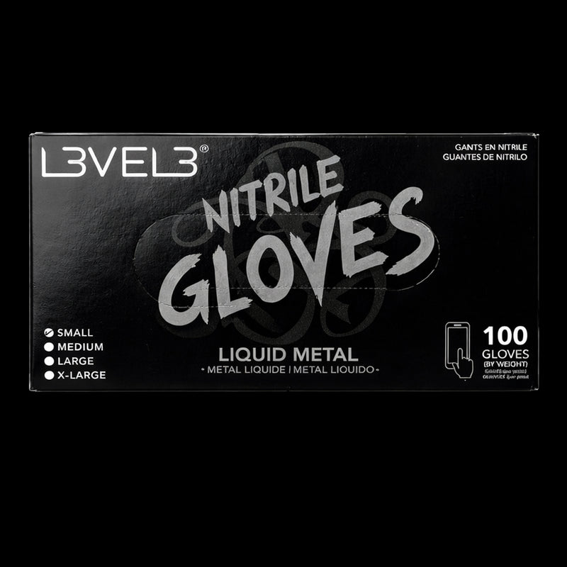 L3VEL3 Liquid Metal Nitrile Gloves 100 Count Disposable Gloves