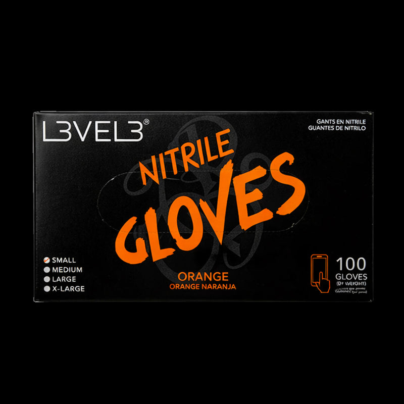 L3VEL3 Orange Nitrile Gloves 100 Count Disposable Gloves