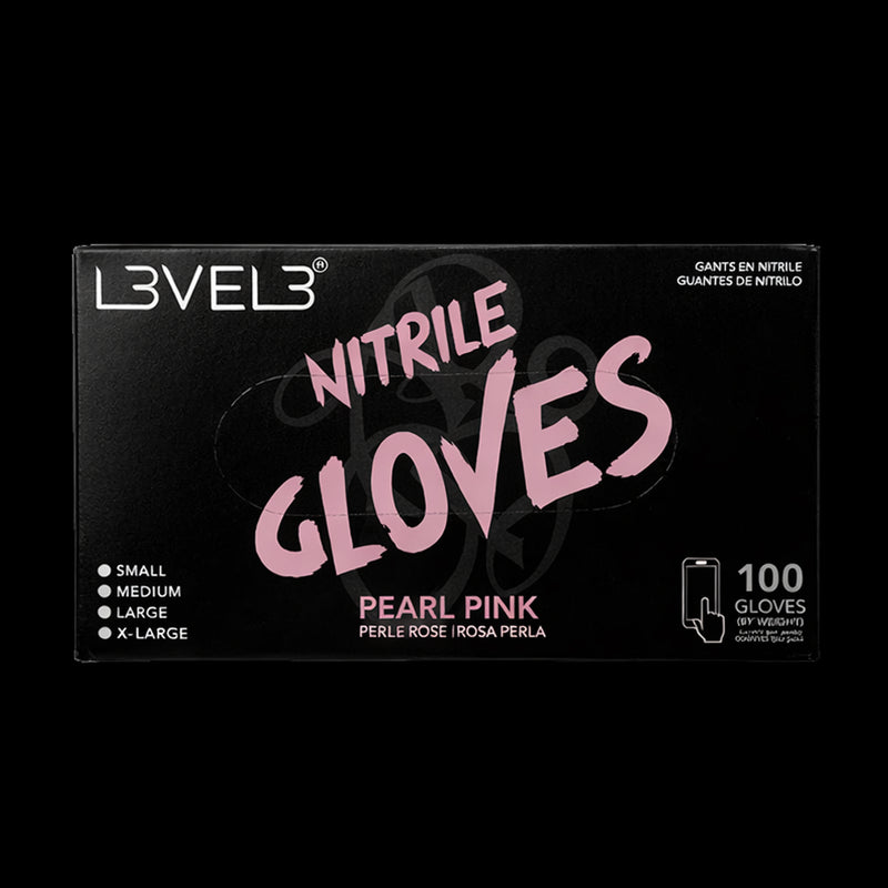 L3VEL3 Pearl Pink Nitrile Gloves 100 Count Disposable Gloves