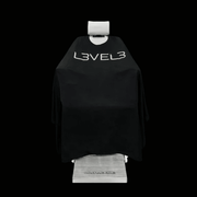 L3VEL3 Professional Rubber Neck Cutting Cape in black with white trim