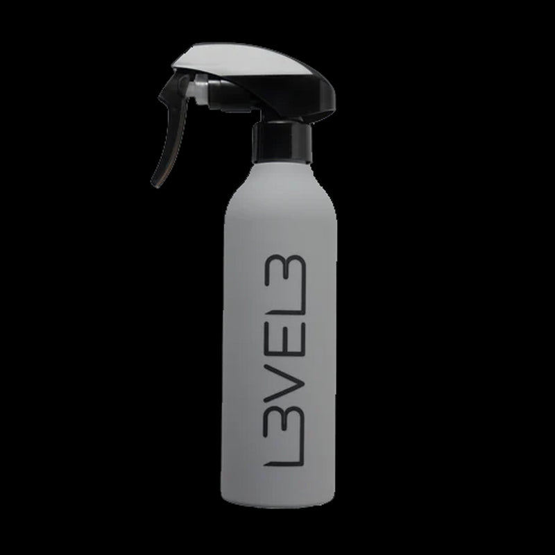 L3VEL3 gray rubberized spray bottle fine mist barber styling bottle