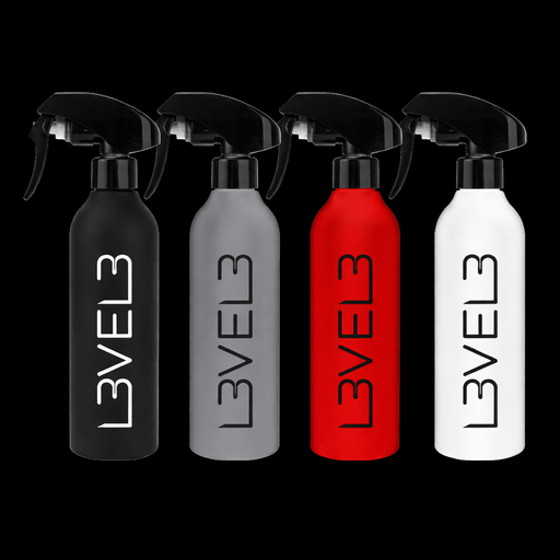 L3VEL3 rubberized spray bottle set black gray red white barber bottles