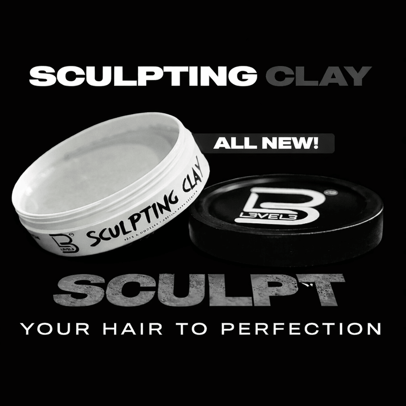 Sculpting clay container open with black lid off on a black background, featuring the brand 'L3EVEL3'.