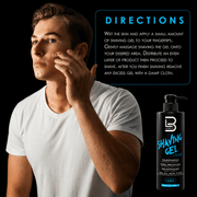 L3VEL3 shaving gel application showing how to use transparent shave gel for smooth shave