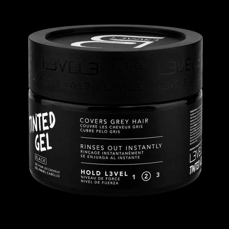 L3VEL3 Tinted Gel Black Side View with Product Benefits