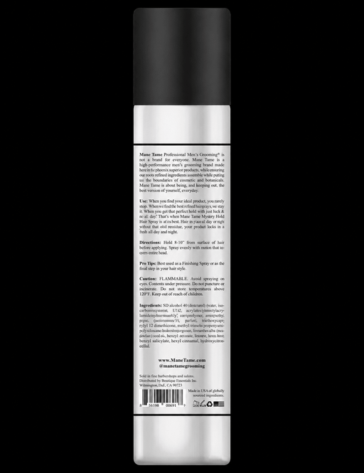 Mane Tame Mighty Hold Hair Spray – back label 10oz