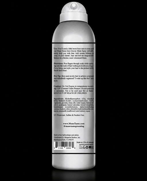Mane Tame Zero-Gravity Matte Spray – barber edition 7oz