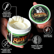 Matte pomade hairstyle natural texture medium hold barber style with no shine finish Primos Barber Supply