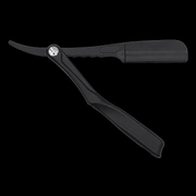 Black straight razor on a white background