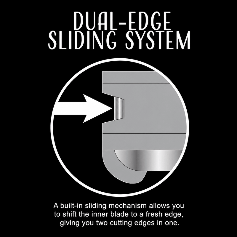 Diagram of a dual-edge sliding system with text explaining its function.